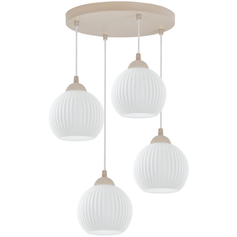 Lampa sufitowa wisząca Light Home LH Riffle okrągła 4xE27 kaszmir klosz biały 14cm kula 1szt.