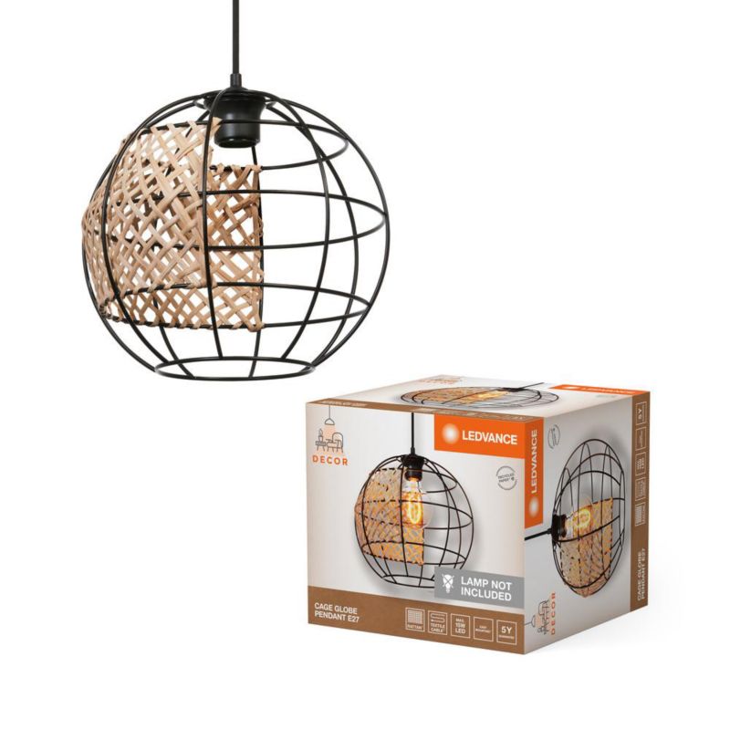 Lampa Sufitowa Decor Leedvance Wisząca Dekoracyjna E27 Zwis Czarny Brązowy 1szt.