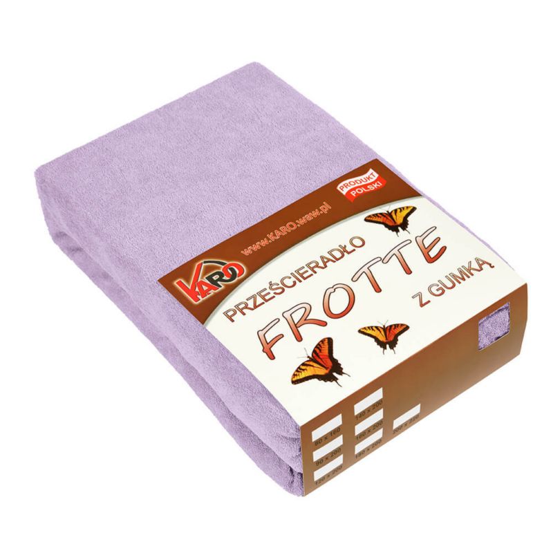 Prześcieradło frotte z gumką KARO 180x200 wrzosowe 1 szt.