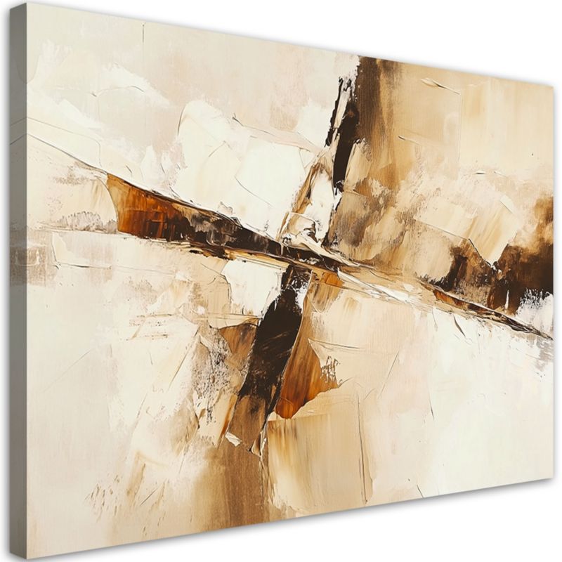 Obraz na płótnie Feeby Beżowo Brązowa Nowoczesna Abstrakcja 120x80cm 1szt