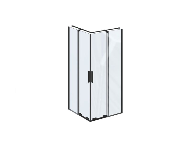 Narożna kabina prysznicowa Ravak Roll RORV2 80x80 szkło transparent czarna 1 szt