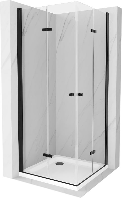 Kabina prysznicowa Mexen Lima Duo składana 90 x 90 cm transparent czarna + brodzik Flat