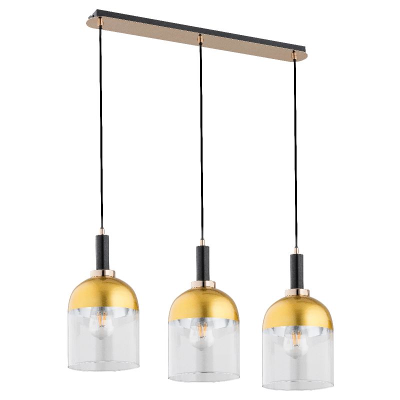 Lampa wisząca malowane klosze Alfa VENTO mosiężno-złota 3xE27x15W IP20 wym:90x75x18cm - 1 szt.