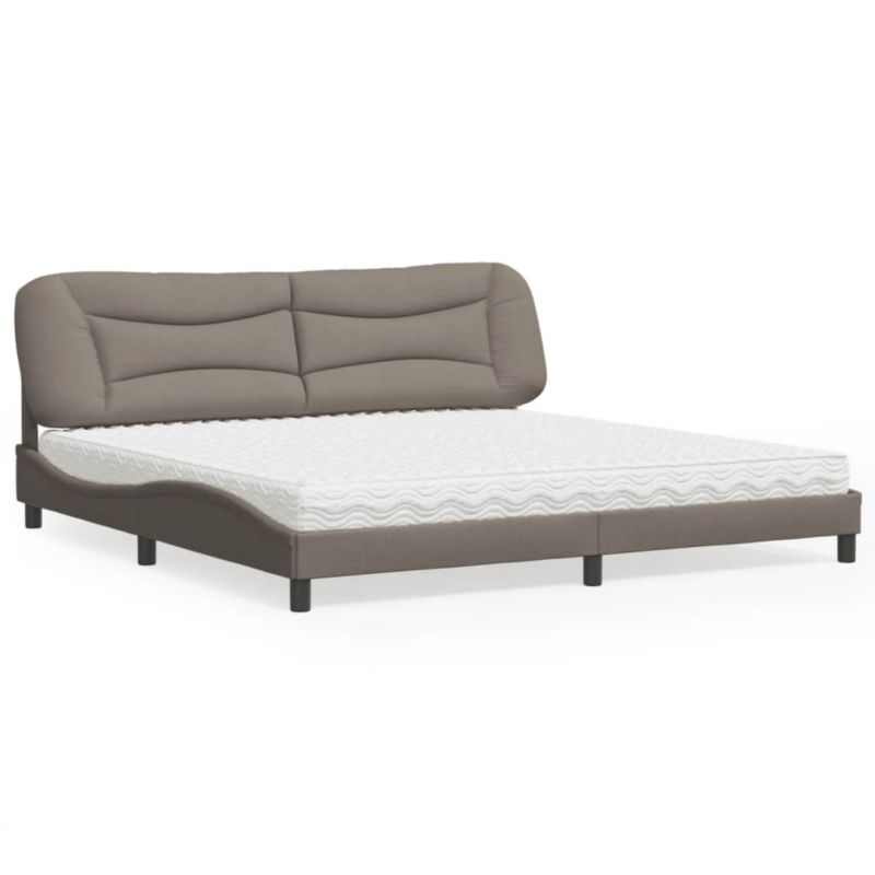 Łóżko z materacem taupe obite tkaniną WaszeMeble 200x200 WM-3208559 1 szt.