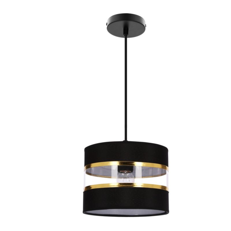 Lampa sufitowa abażur ze złotym detalem Candellux Pandy czarno-złota 1xE27x40W IP20 wym:100x20x20cm - 1 szt.