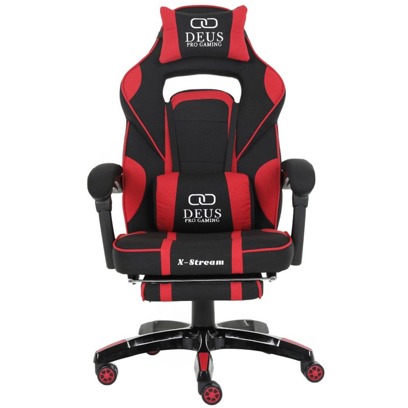 Fotel Extreme gamingowy X-STREAM czerwony z podnóżkiem 1 szt.