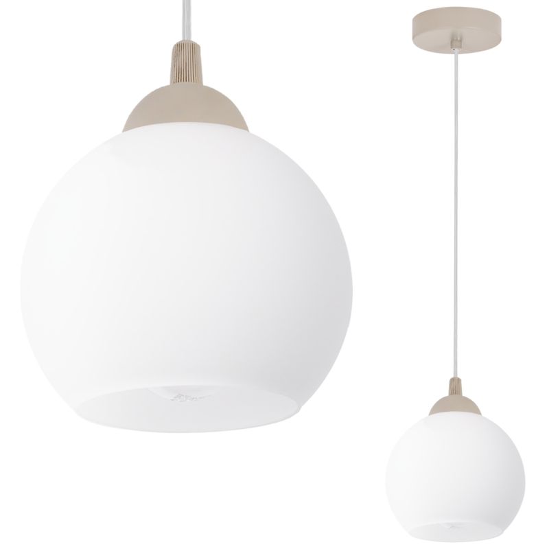 Lampa sufitowa wisząca Light Home LH Eliza 1xE27 kaszmir/złoty klosz biały kula 1szt.