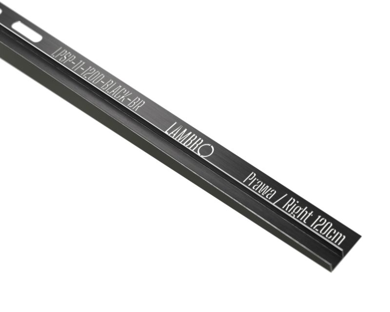 Listwa brodzikowa podłogowa spadkowa do szkła prawa LPS Lambro czarny mat 120cm 1 szt.
