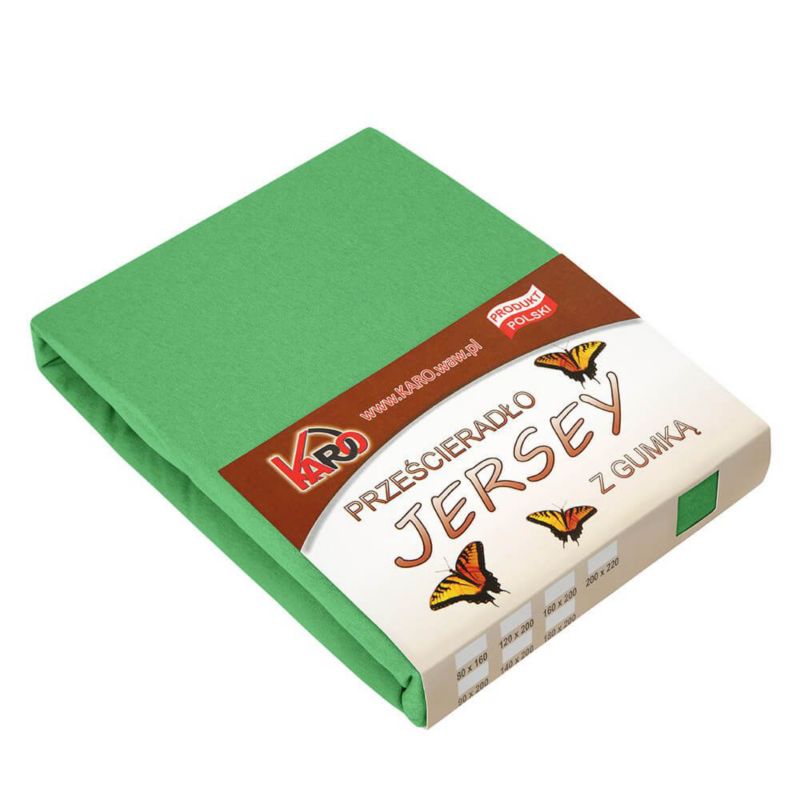 Prześcieradło jersey z gumką KARO 180x200 zielone groszkowe 1 szt.