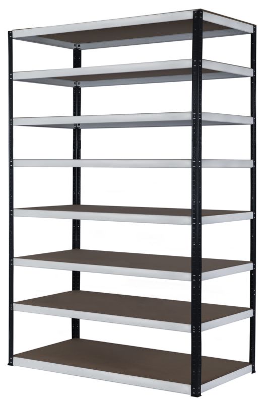 Regał metalowy MODO24 magazynowy czarno-biały helios 270x150x50cm 8 półek po 175 kg 1 szt.