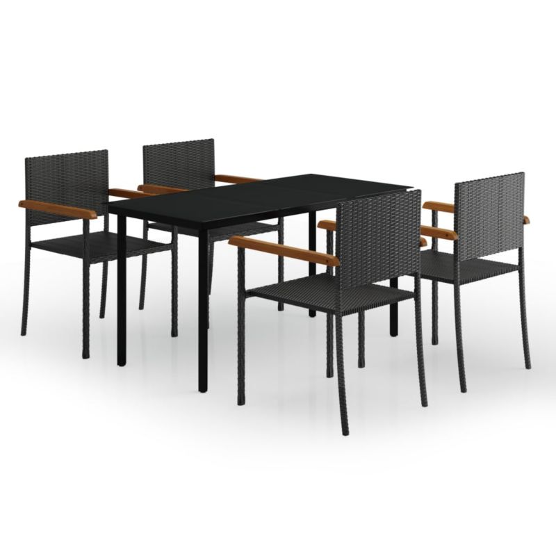 Zestaw mebli ogrodowych jadalniany WaszeMeble 4-osobowy polirattan czarny WM-3099415 1 kpl