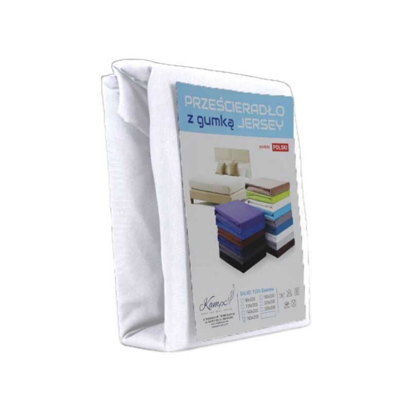 Prześcieradło z gumką Jersey VIP KAM-POL białe 180x210cm 1 szt.