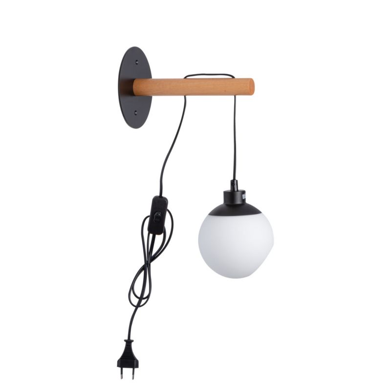 Lampa LightLogic LL COMT W 1xE14 66229 kinkiet biały klosz drewniana 1 szt.