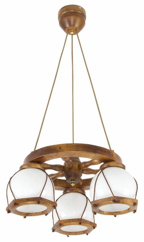 Lampa wisząca EDYLIT sufitowa okrągła żyrandol retro drewniana vintage 3xE27 RETRO 2-022/5 1 szt.