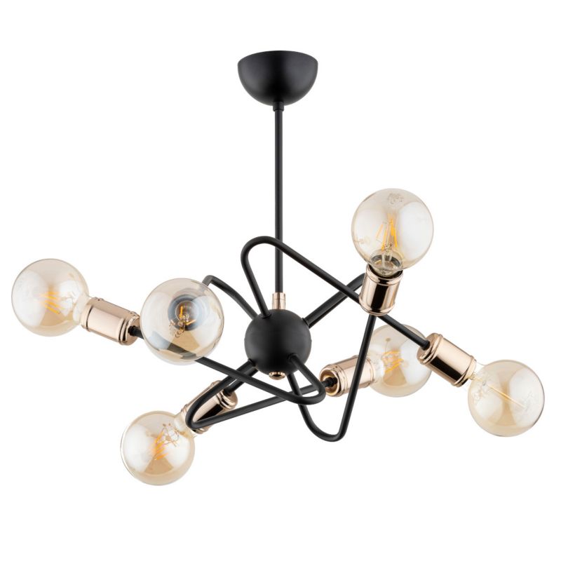 Lampa wisząca miedziane wstawki Alfa VIRGINIA czarna 6xE27x15W IP20 wym:45x50x50cm - 1 szt.