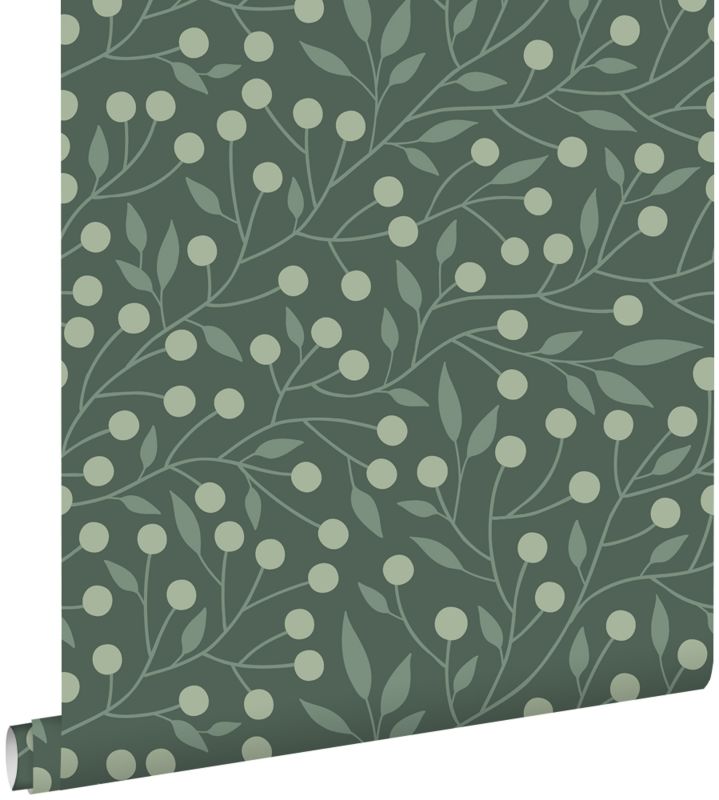 Tapeta ESTAhome kwiatowy wzór ciemnej zieleni 50 x 900 cm - 1 rol.