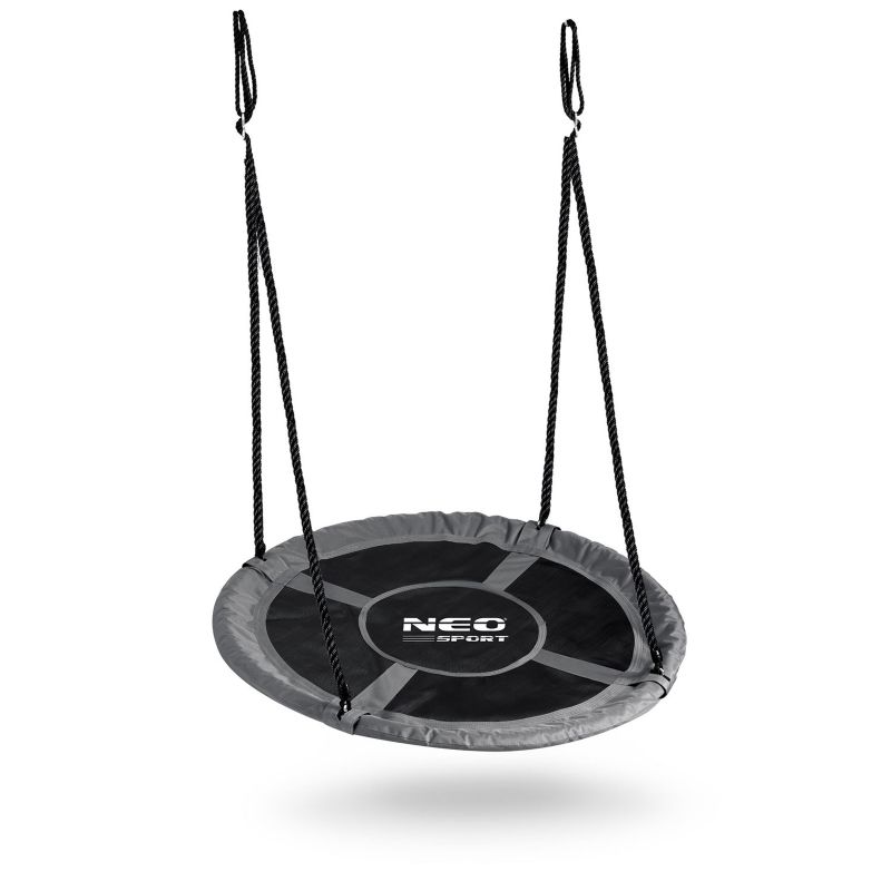 Huśtawka ogrodowa Neo-Sport bocianie gniazdo fotel wiszący bujany 120 cm czarno-szara 1 szt.