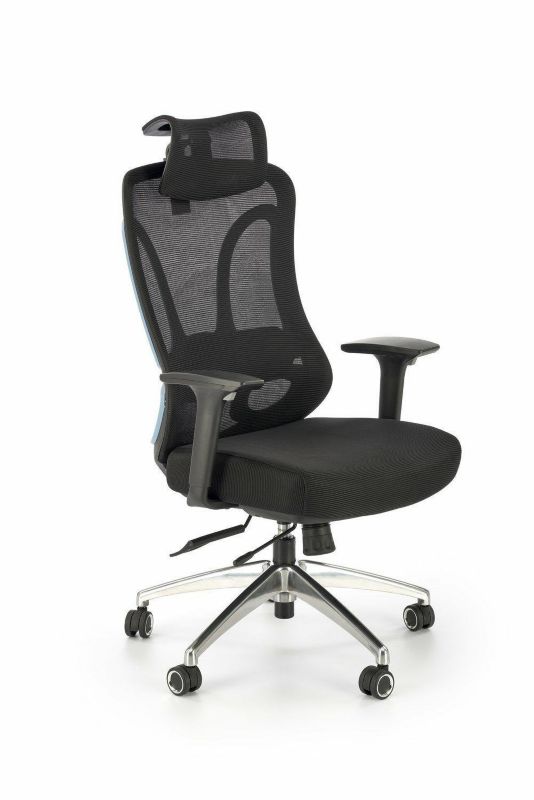 Fotel biurowy ergonomiczny Berto INTESI czarny obrotowy z zagłówkiem i regulacją do biura 1 szt.