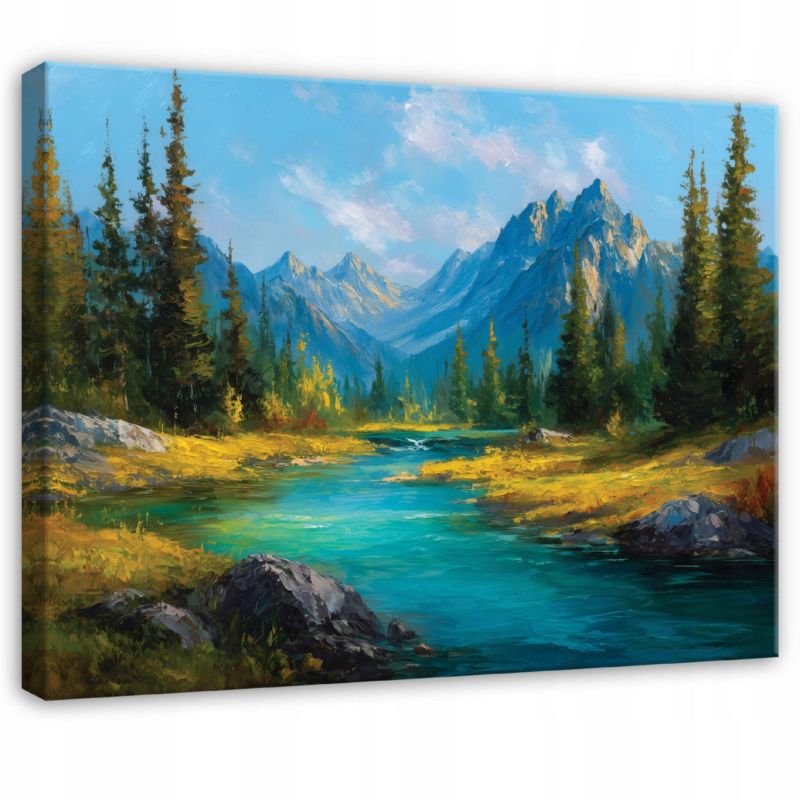 Obraz WALLARENA Do Sypialni Salonu Na Płótnie Góry Natura Krajobraz Niebieski 100x70 cm PP16233O1 1 szt.