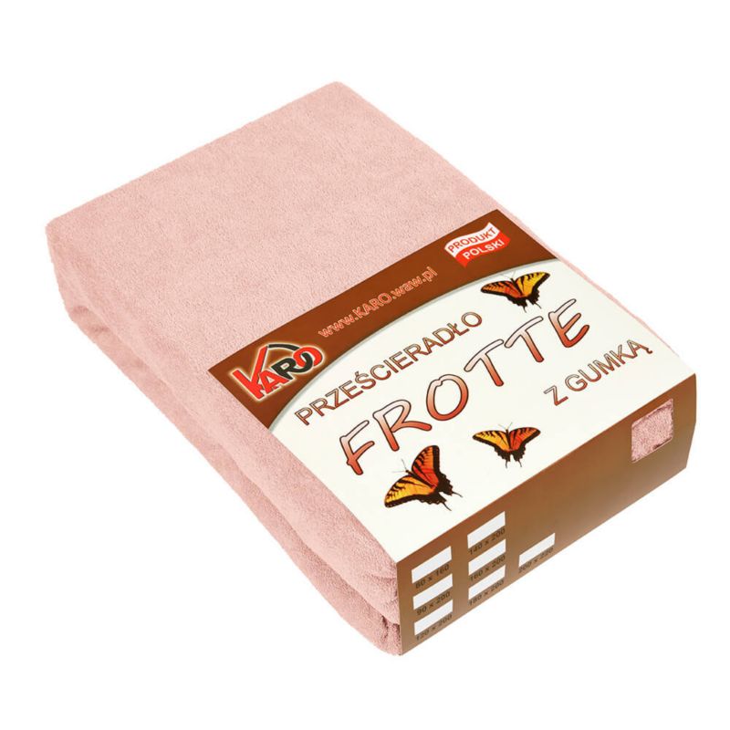 Prześcieradło frotte z gumką KARO 180x200 łososiowe 1 szt.