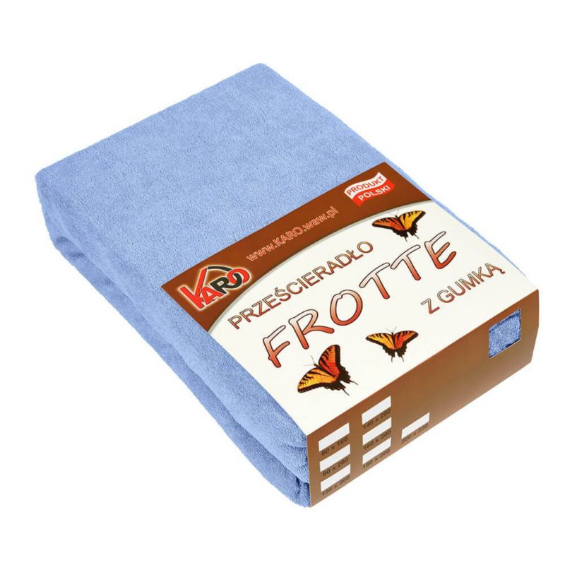 Prześcieradło frotte z gumką KARO 180x200 błękitne 1 szt.