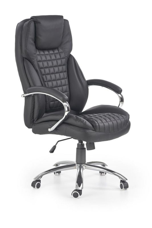 Fotel biurowy ergonomiczny Ukka INTESI czarny skórzany obrotowy z regulacją do biura 1 szt.