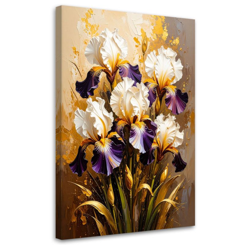 Obraz do salonu sypialni Feeby Irysy Kwiaty na beżowym tle 60x90cm 1szt