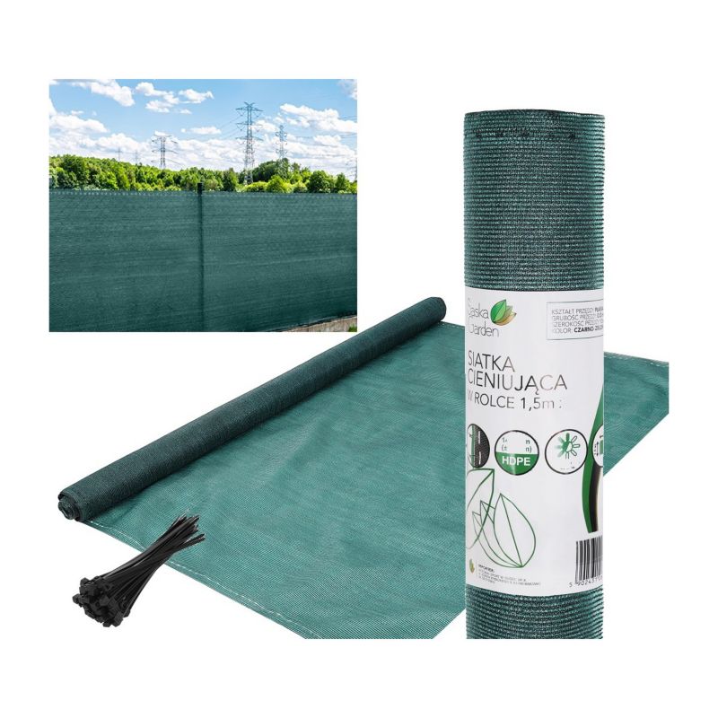 Siatka Saska Garden cieniująca maskująca osłona na ogrodzenie 140G/M2 1.5X50m ciemno zielona 1szt