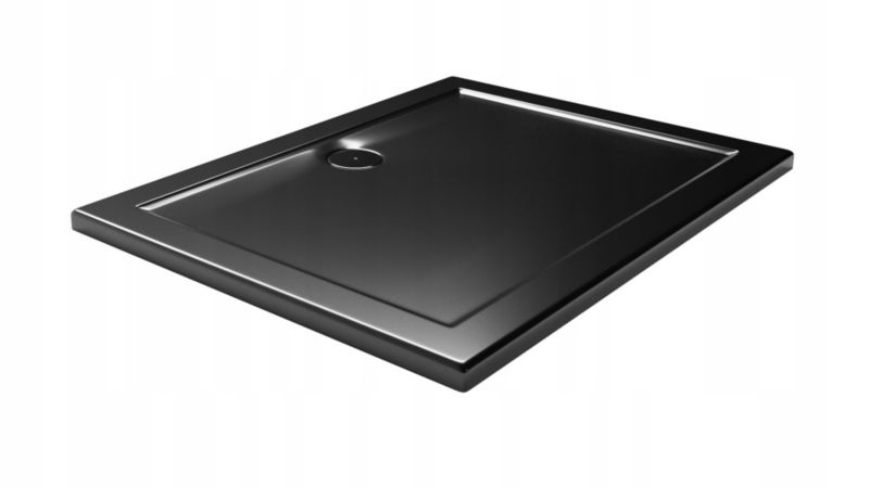 Brodzik łazienkowy posadzkowy prysznicowy 120 x 90 x 4 cm prostokątny czarny 1 szt.