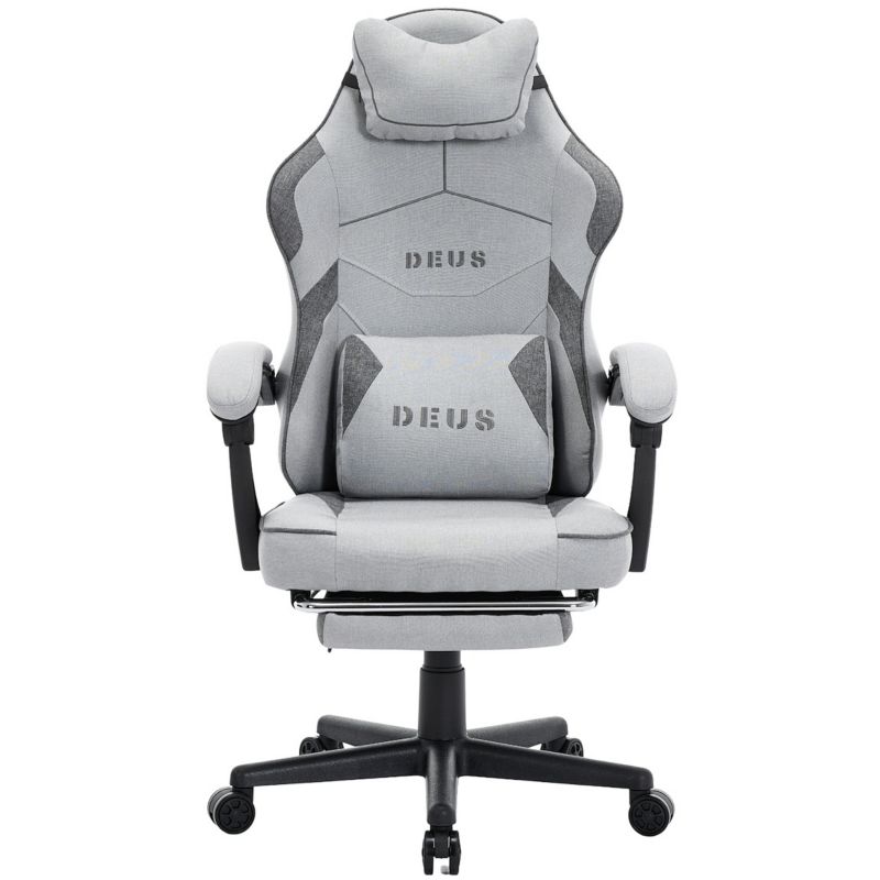 Fotel gamingowy Extreme biurowy oddychający z tkaniny z podnóżkiem Edge Light Gray / Dark Gray 1 szt.