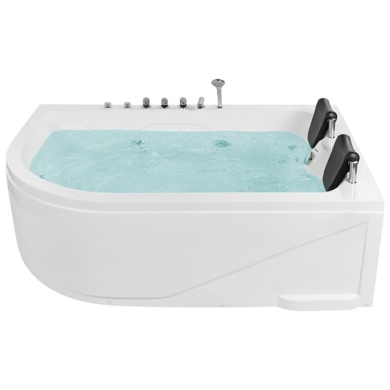 Wanna narożna z hydromasażem LED Calama Lewostronny 180 x 120 cm Biały 1 szt.