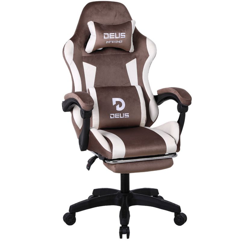 Fotel gamingowy Extreme oddychający zamsz odchylany z podnóżkiem 1 szt.