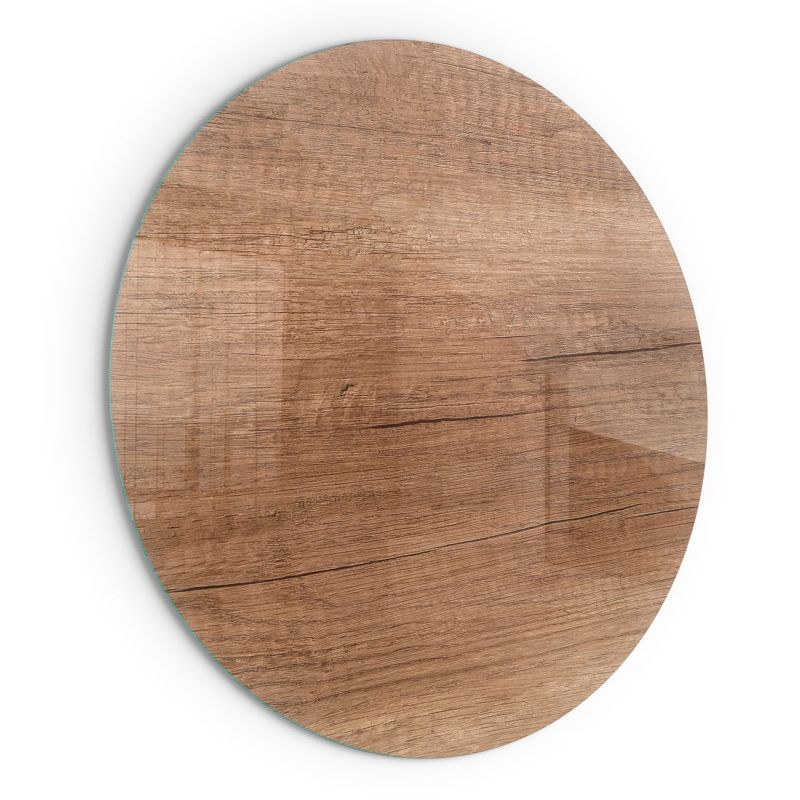 Szklana Podkładka Pod Kominek Okrąg Wallfluent Fi60 cm Naturalna faktura drewna 1 szt.