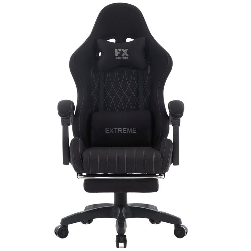 Fotel gamingowy Extreme oddychający czarny odchylany z podnóżkiem 1 szt.