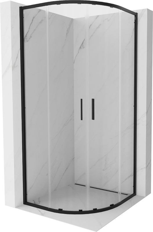 Kabina prysznicowa Mexen Exo półokrągła rozsuwana 80 x 80 cm transparent czarna 1 szt.