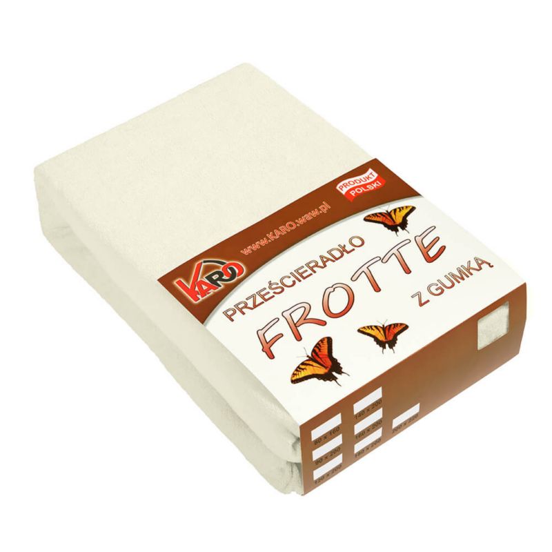 Prześcieradło frotte z gumką KARO 180x200 ekri 1 szt.