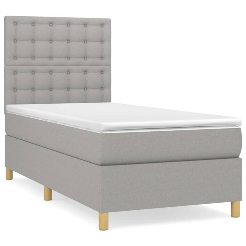 Łóżko kontynentalne WaszeMeble 90x190 cm jasnoszare WM-3142617 1 szt.