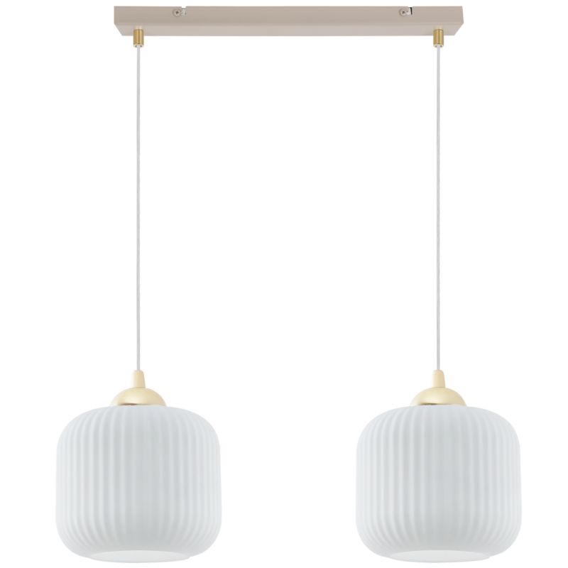 Lampa sufitowa wisząca Light Home LH Riffle 2xE27 kaszmir/złoty klosz biały 15cm walec 1szt.