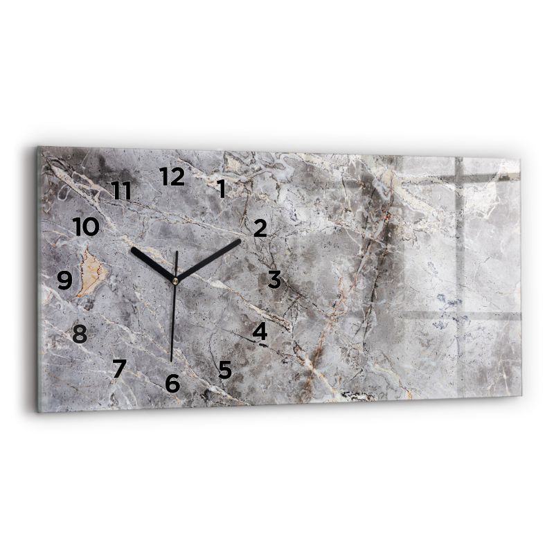 Zegar z czarnymi wskazówkami Wallfluent 60x30 cm Szary Granit Marmur Kamień 1 szt.