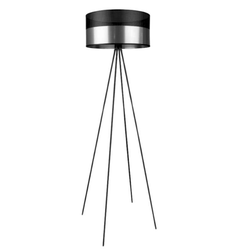 Lampa stojąca Volta Light Factory podłogowa trójnóg z abażurem srebrny walec SOLARIS 1szt.