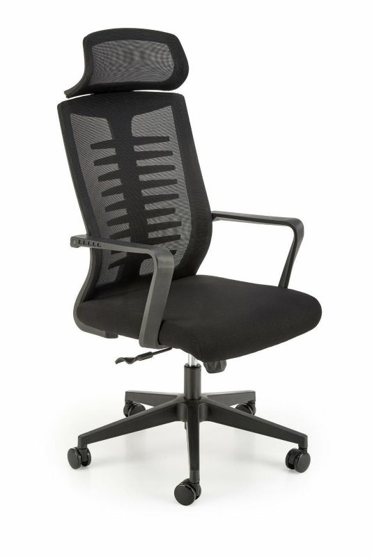 Fotel biurowy ergonomiczny Radar INTESI czarny obrotowy z zagłówkiem i regulacją 1 szt.