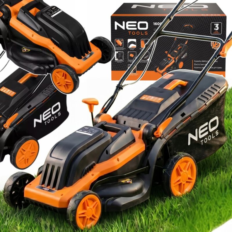 Kosiarka NEO TOOLS elektryczna do trawy 1600W 380mm, z regulacją, kosz 45L, 1 szt