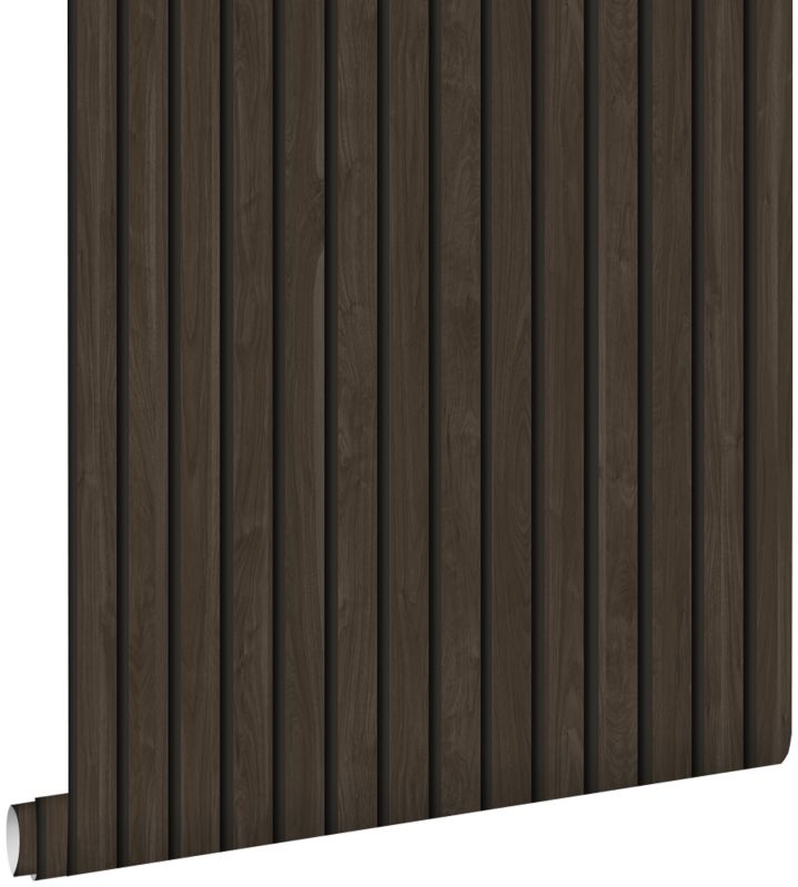 Tapeta ESTAhome drewniane panele ścienne 3d ciemny brąz 53 cm x 10.05 m - 1 rol.