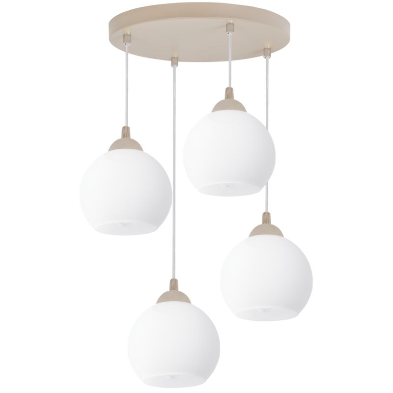 Lampa sufitowa wisząca Light Home LH Eliza okrągła 4xE27 kaszmir klosz biały kula 1szt.