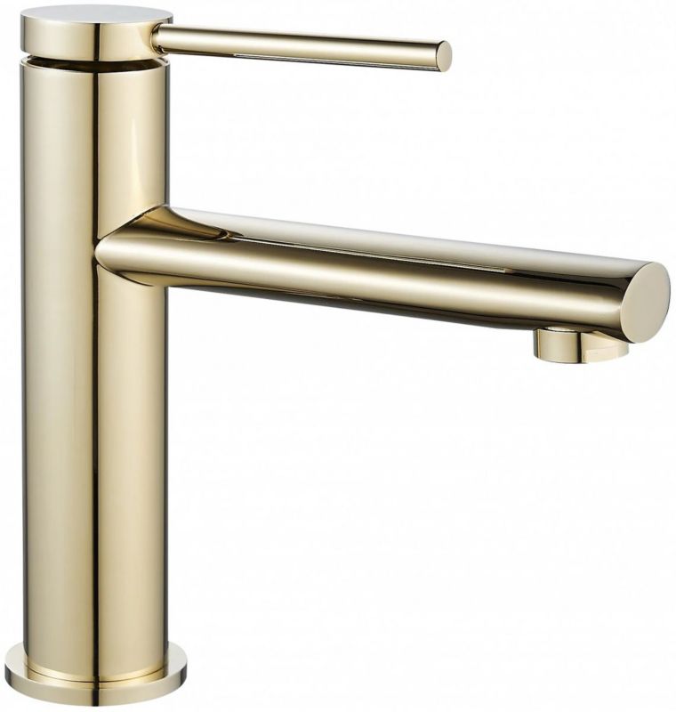 Bateria umywalkowa stojąca Rea Oval złota, 18 cm, mosiądz, perlator, 1 szt.