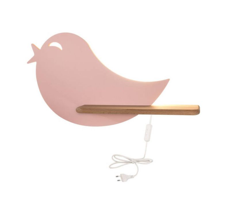 Kinkiet ścienny Candellux Bird różowo-jasne drewno LED 4W 4000K 250lm IP20 wym: 21,5 x 40 x 12 cm - 1 szt.