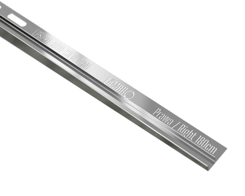 Listwa brodzikowa podłogowa spadkowa do szkła prawa LPS Lambro srebrny połysk 180cm 1 szt.