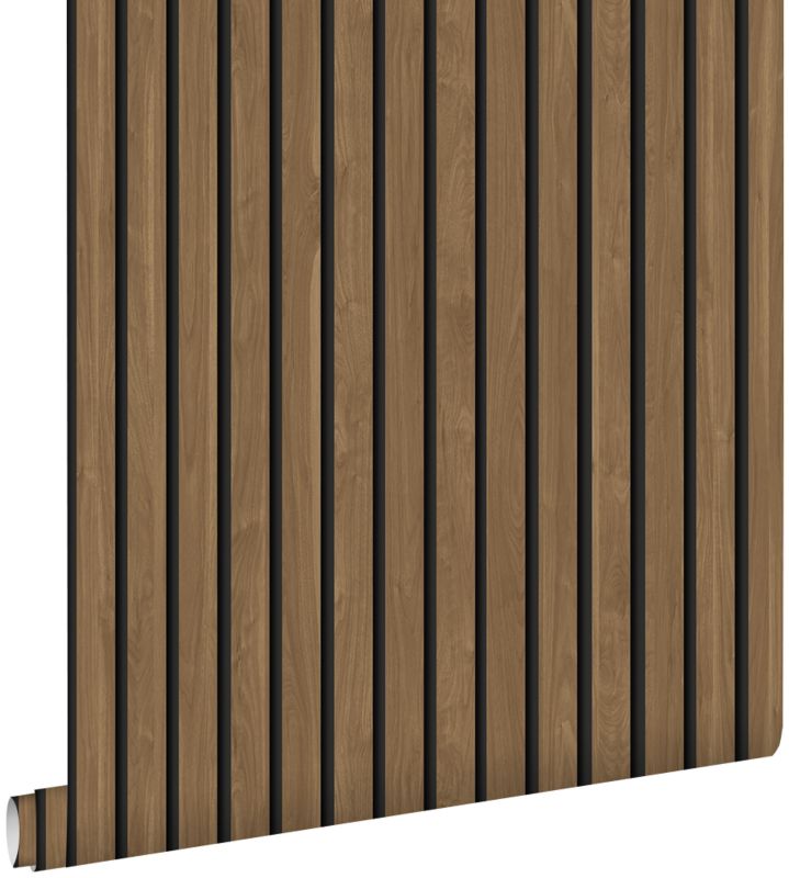 Tapeta ESTAhome drewniane panele ścienne 3d brązowym 53 cm x 10.05 m - 1 rol.