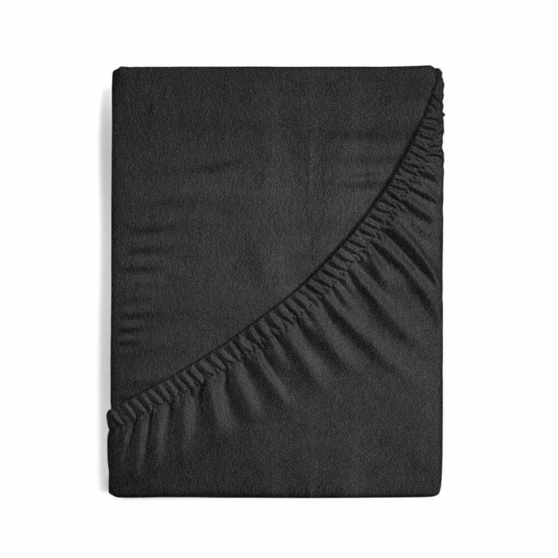 Prześcieradło FROTTE Eurofirany 180 x 200 x 20 cm czarne z bawełny frotte z gumką 1szt.