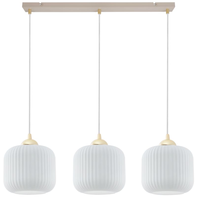 Lampa sufitowa wisząca Light Home LH Riffle 3xE27 kaszmir/złoty klosz biały 15cm walec 1szt.